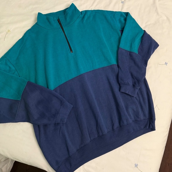 VINTAGE colour-block 1/4 zip sweatshirt - Picture 3 of 8